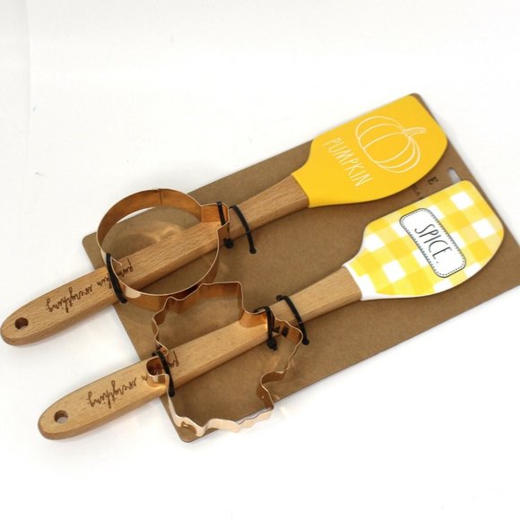 Rae Dunn Fall Harvest Pumpkin Spice Spatula Cookie Cutter Set 4 Pieces - Picture 3 of 3